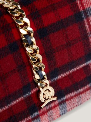 Luxe Leather Tartan Check Crossover Bag Red Tommy Hilfiger