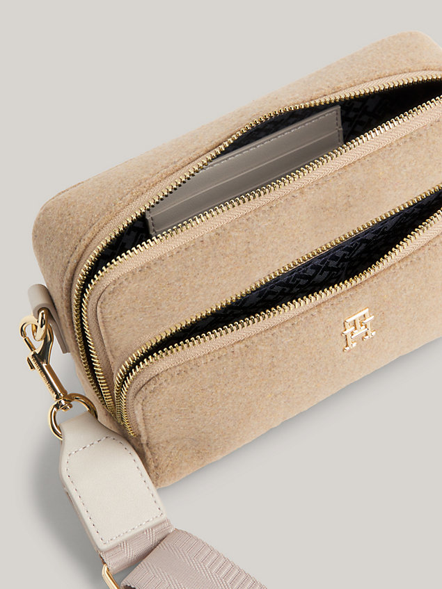 beige iconic textured camera bag for women tommy hilfiger
