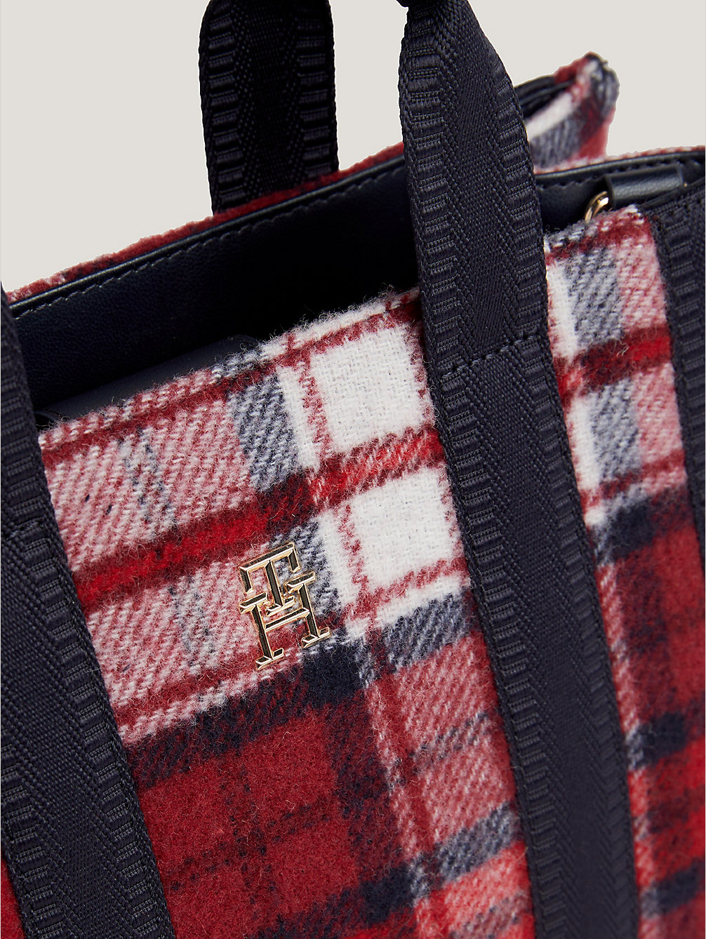 blue small tartan check tote for women tommy hilfiger