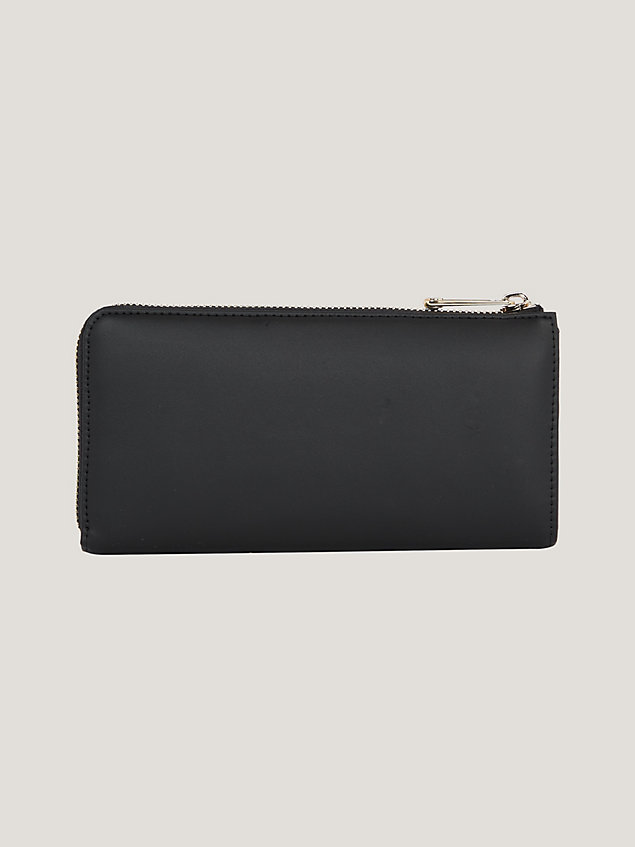 black th soft große reißverschluss-brieftasche für damen - tommy hilfiger