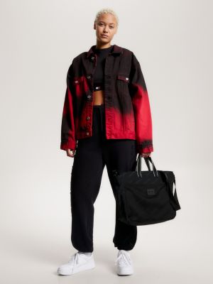 grey recycled repeat logo print tote for women tommy jeans