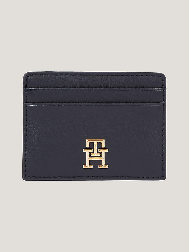 blue th monogram iconic credit card holder for women tommy hilfiger