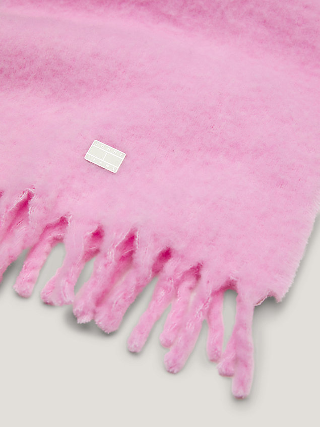 pink bequemer schal aus wollmix mit fransen für damen - tommy jeans