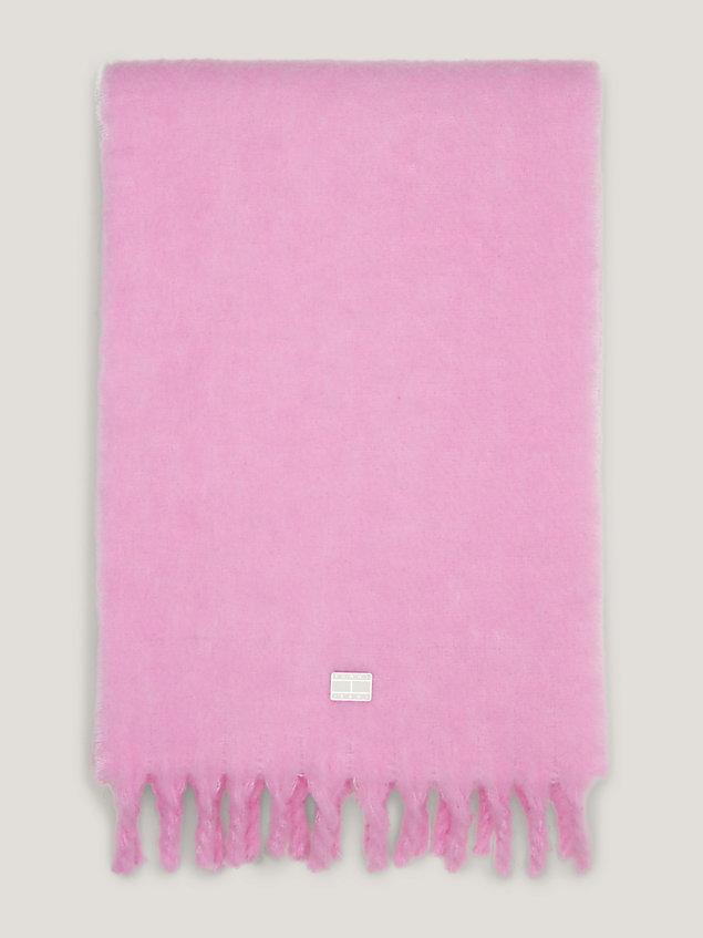 pink cosy wolmix sjaal met franje voor dames - tommy jeans