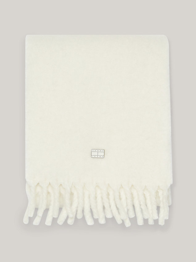 sciarpa in misto lana con frange white da donna tommy jeans