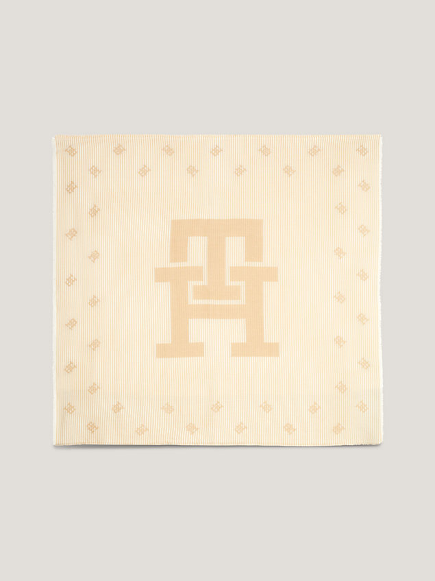 carré th monogram en jacquard beige pour femmes tommy hilfiger