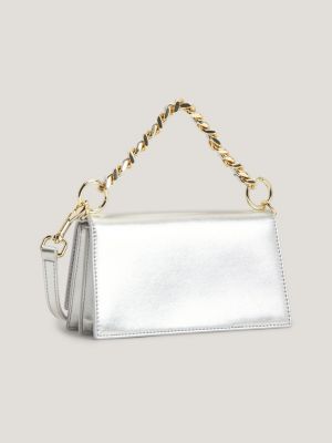 Metallic shop handbags leather