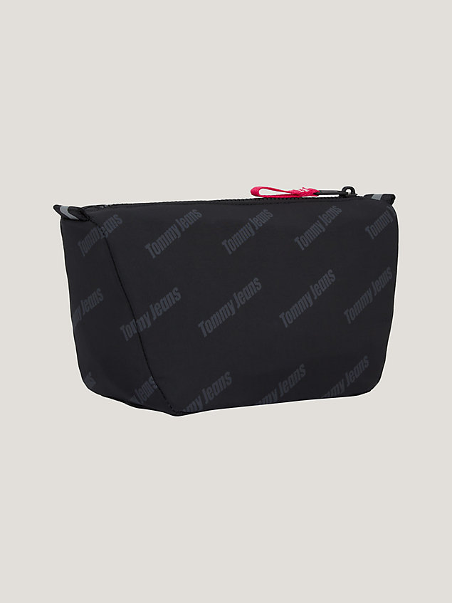 grey repeat logo print recycled washbag for women tommy jeans