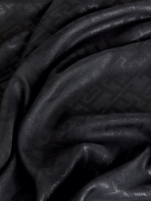 black metallic sjaal met th-monogram voor dames - tommy hilfiger