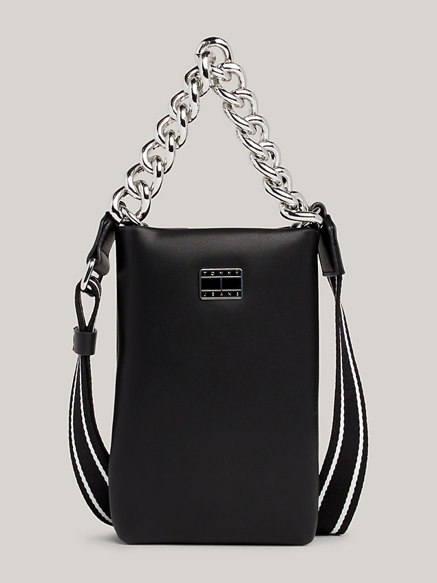 black city chunky chain phone pouch for women tommy jeans