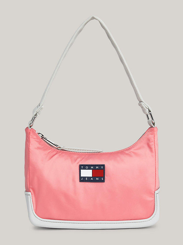pink kleine schoudertas met logo voor dames - tommy jeans