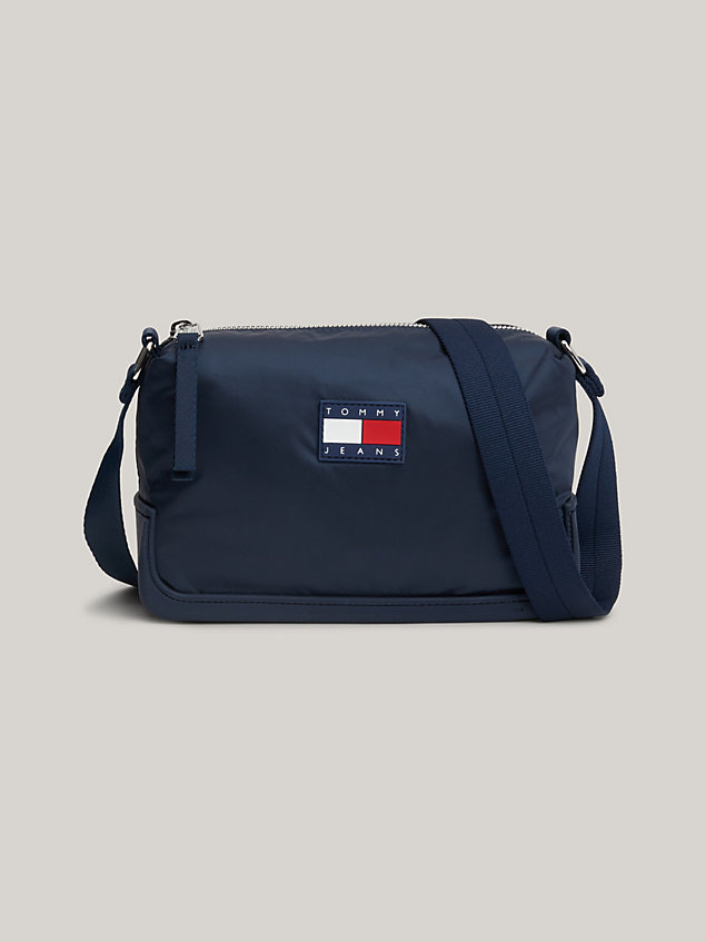blue rubberised logo small crossover camera bag for women tommy jeans