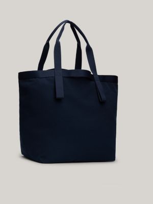 blue mittelgroße canvas-tote-bag mit logo für damen - tommy jeans