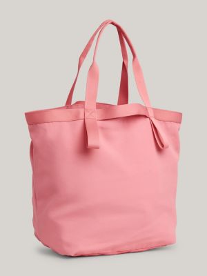 pink mittelgroße canvas-tote-bag mit logo für damen - tommy jeans