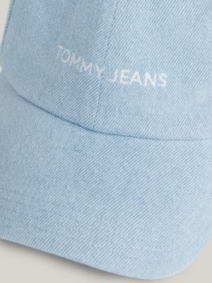 cappello da baseball in denim con ricamo blu da donne tommy jeans