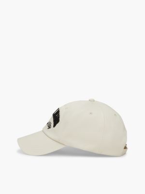 beige logo appliqué baseball cap for women tommy jeans