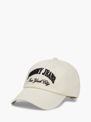 beige baseball-cap mit logo-applikation für damen - tommy jeans