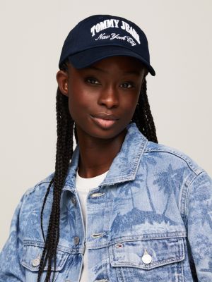 blue logo appliqué baseball cap for women tommy jeans