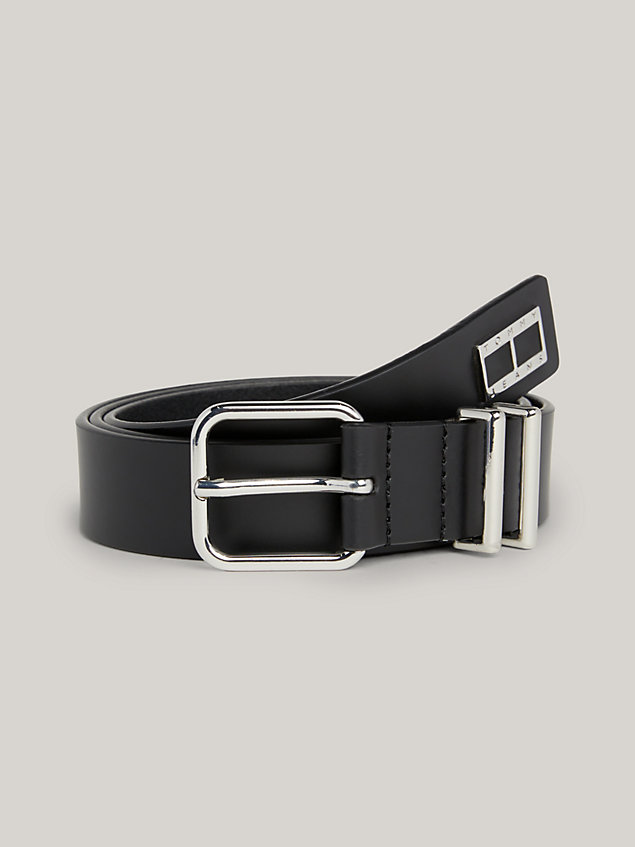black heritage double keeper leather belt for women tommy jeans
