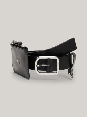 Tommy Hilfiger Adan Engraved Logo Reversible Leather Belt Black