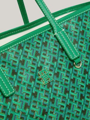 TH Monoplay Removable Laptop Pouch Tote | Green | Tommy Hilfiger