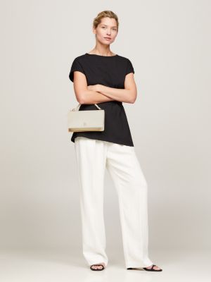 Small Patent Shoulder Bag Beige Tommy Hilfiger