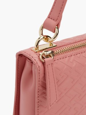 borsa piccola con finitura verniciata rosa da donne tommy hilfiger