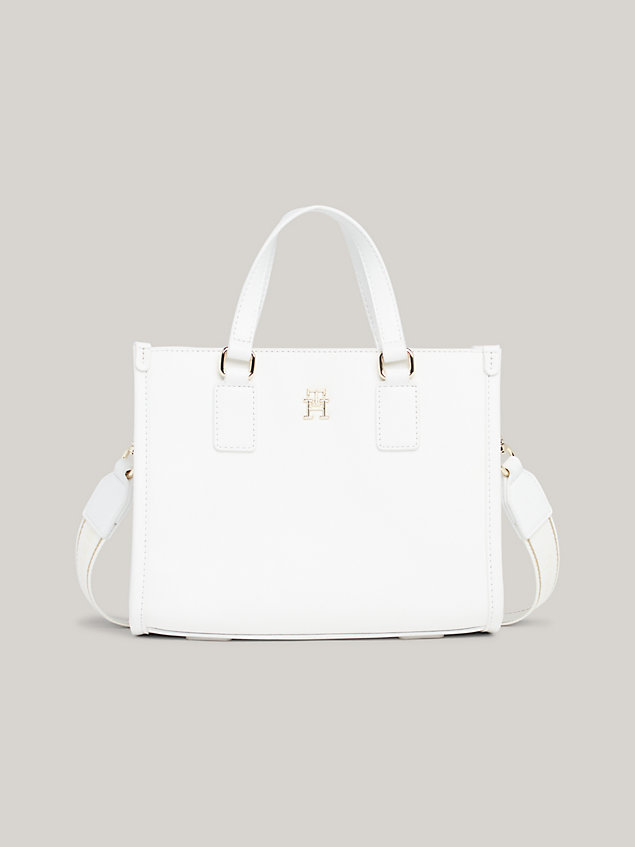 white hilfiger monotype webbing strap small tote for women tommy hilfiger