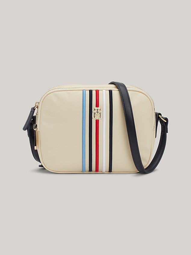 beige small multicolour stripe crossover bag for women tommy hilfiger