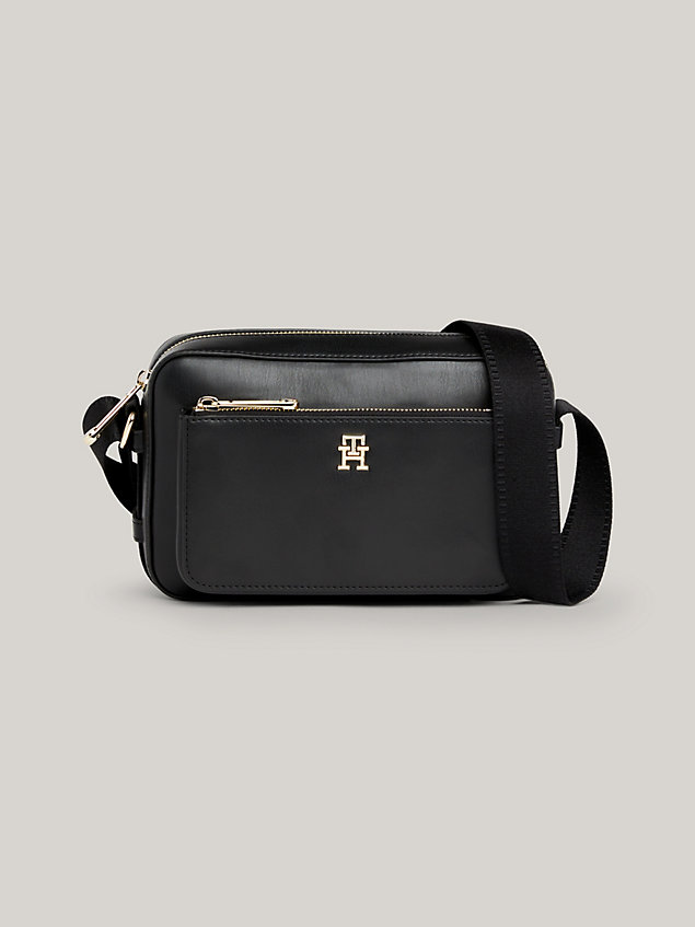 black iconic th monogram small camera bag for women tommy hilfiger