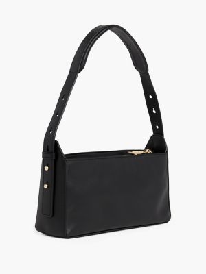 borsa piccola in pelle con logo in metallo nero da donne tommy hilfiger