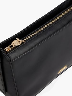 borsa piccola in pelle con logo in metallo nero da donne tommy hilfiger