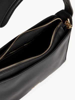 borsa piccola in pelle con logo in metallo nero da donne tommy hilfiger