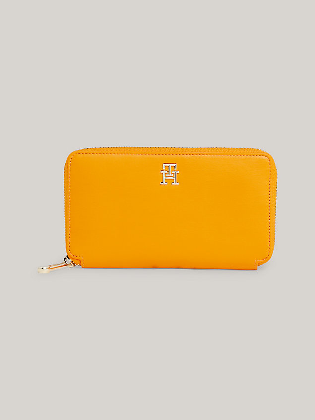 orange iconic large zip-around wallet for women tommy hilfiger
