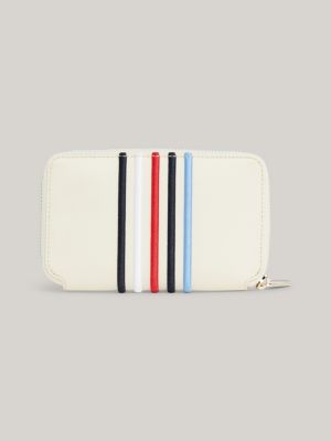 beige signature brieftasche mit reißverschluss für damen - tommy hilfiger