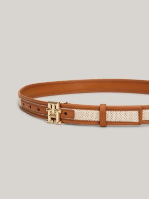 TH Monogram Leather Canvas Belt