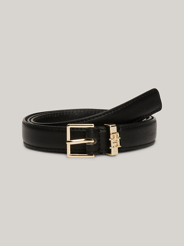 black high waist square buckle leather belt for women tommy hilfiger
