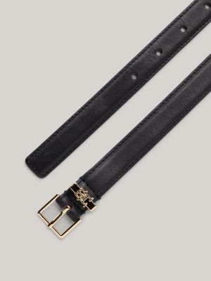 blue taillengürtel aus leder mit eckiger schnalle für damen - tommy hilfiger