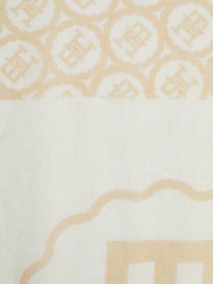 foulard in lino con monogrammi th stamp beige da donne tommy hilfiger