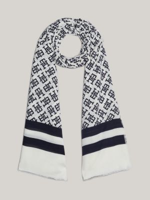 blue halstuch mit th-monogramm-print für damen - tommy hilfiger