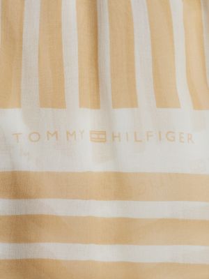 beige essential gewebter schal mit streifen für damen - tommy hilfiger
