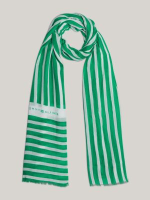 green essential gewebter schal mit streifen für damen - tommy hilfiger