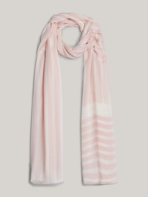 pink essential gewebter schal mit streifen für damen - tommy hilfiger