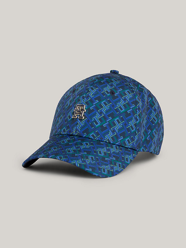 blue th monogram print baseball cap for women tommy hilfiger