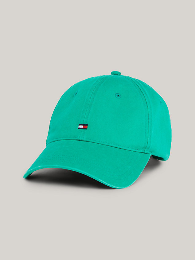 green czapka z daszkiem essential z haftem z flagą dla kobiety - tommy hilfiger