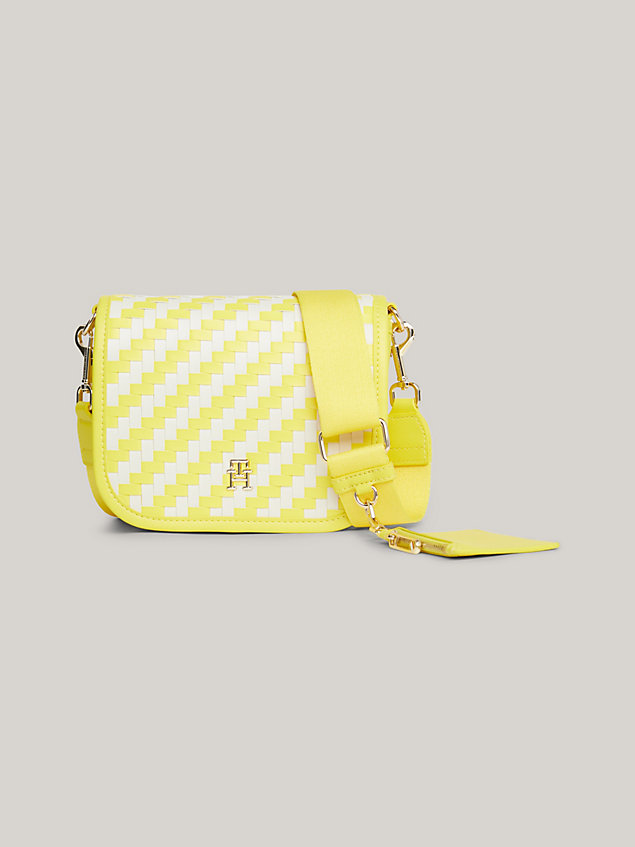 yellow th city jagged stripe crossover bag for women tommy hilfiger