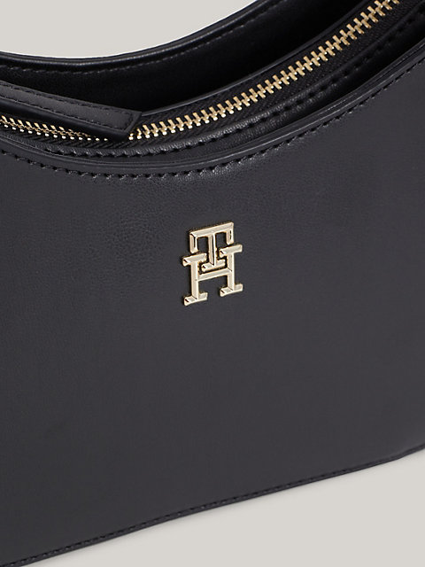 black hobo-schultertasche mit kettenriemen für damen - tommy hilfiger