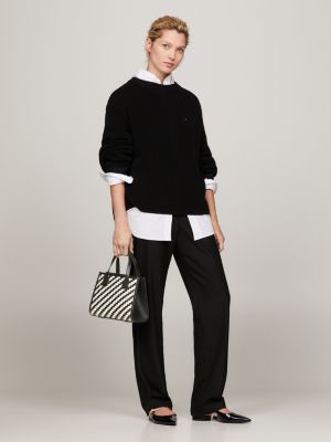 black th city kleine tote-bag mit zickzack-streifen für damen - tommy hilfiger