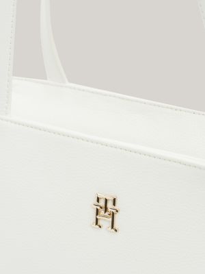 Essential Signature TH Monogram Small Tote | White | Tommy Hilfiger