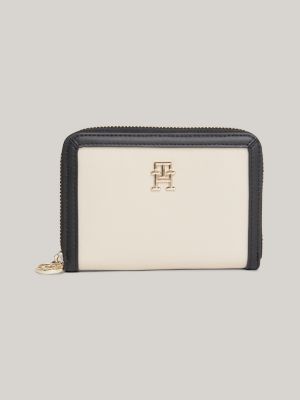 Essential TH Monogram Medium Zip-Around Wallet, Beige